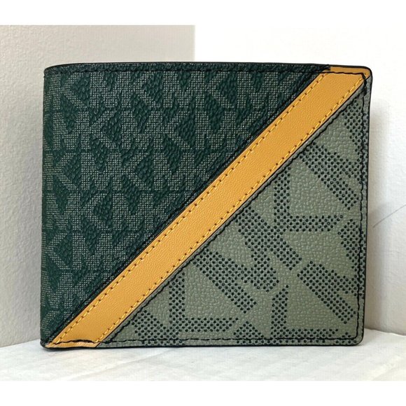 New Michael Kors Cooper Men's Billfold Wallet with Key Fob Olive / Army Green - Picture 2 of 5